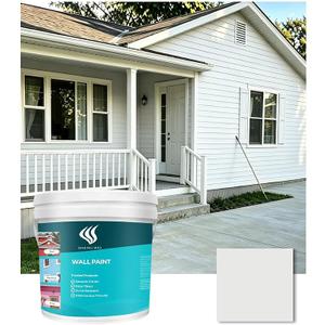 SHENGWEI Floor and Wall Paint, White Exterior and Interior Paint, 1 Gallon, Waterproof Epoxy Resin Coating, Durable Sunscreen Latex Paint for Villa Walls, Concrete, and Home Renovation, Easy to Apply, Gray