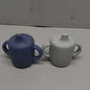 KIDSco. Silicone Sippy Cups (2 Pack)  Soft Spout & Easy Grip Handles for Babies 6+ months, Plastic Free, Toxic Free Silicone, Leak-Resistant, Dishwasher Safe (Green and Midnight Blue)