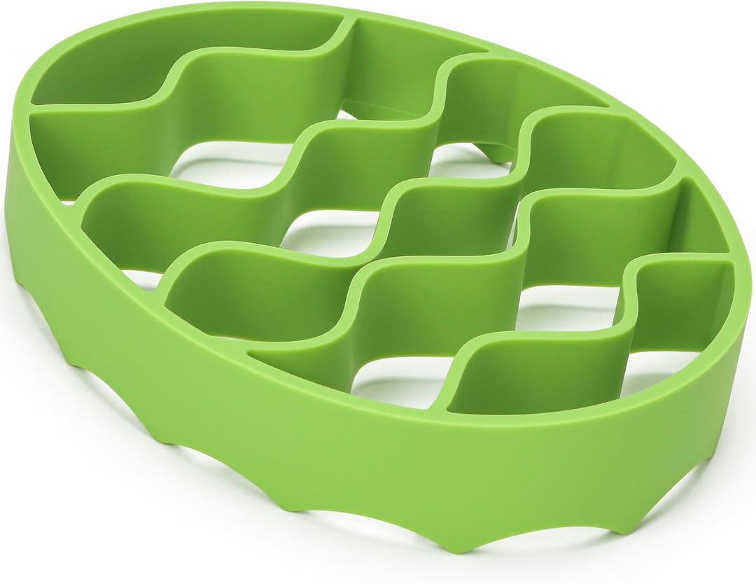 Oval Silicone Roasting Racks for Instant Pot 6Qt 8Qt & Crockpot – Non-Stick Steaming Rack Insert for Baking, Canning and Oven Use – Easy-to-Clean Flexible Design Kitchen Accessories (Green)