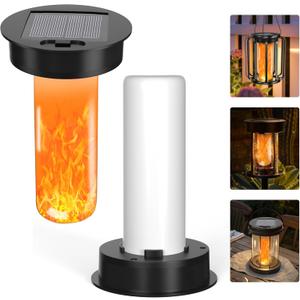 Solar Light Replacement Top with Flickering Flame, 2 Pack Waterproof Solar Replacement Lights for Lanterns (Top Size 3.35 inch, Bottom Size 2.87 inch), Hot Air Balloon Lanterns Replacement Kit