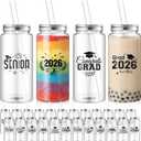 24 Pcs Graduation Gifts 13.5 oz Class of 2026 Plastic Cups with Lid and Straws Bulk Senior Mason Jars Bottles Reusable Tumblers for College Congrats Graduate Party Supplies (Black)