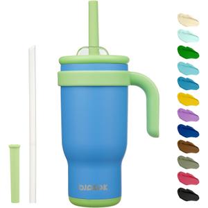 BJPKPK 18 OZ Insulated Travel Tumbler with Handle and Straw, Stainless Steel Water Bottle, Double Wall Vacuum Insulated Mug, for Work, Car, Travel, Sky Blue