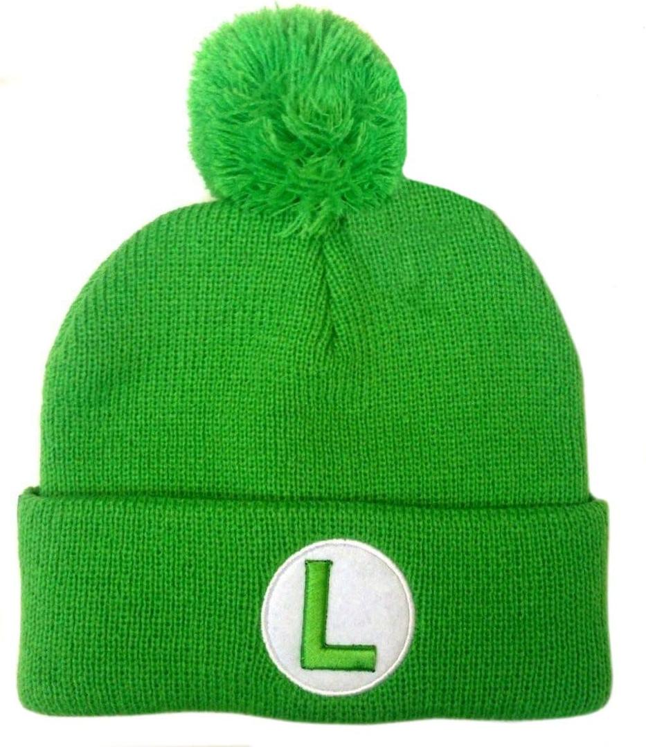 Super Mario Bros Luigi Pom-Pom Knit Beanie Cap Green