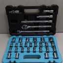DURATECH 1/2" Drive Socket Set, 33-piece, Including Metric/SAE Sockets, 1/2-Inch Ratchet, Breaker Bar and Socket Adapters