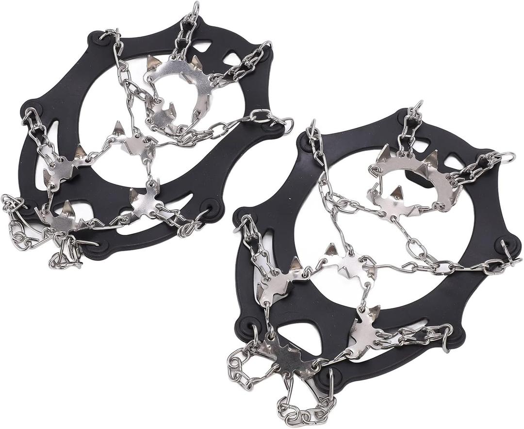 Ice Cleats with 19 Steel Spikes, TPE Material, XL Size, Black, for Hiking and Mountaineering