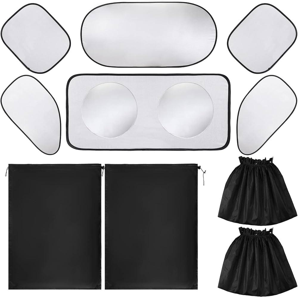 Car Sun Shade, Car Windshield Sunshade Silver Collapsible Portable Block UV Rays Car Sun Protector Front Car Windshield Sunshade for SUV Truck Fit Car Sun Screen, Pack of 9 
