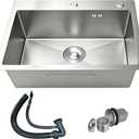 Kitchen Sink 32x18 Inch Drop In Top Mount, 16 Gauge Stainless Steel Single Bowl Workstation Sink with Brushed Finish, Large Kitchen Sink for Family Kitchen, 32"x18"x8"