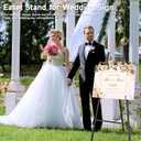 Black Easel Stand for Signs, 4-Tier Height Metal Standing Easel with Adjustable Chain, Heavy Duty Art Easel for Painting, Wedding Sign, Party, Posters & Commercial Display
