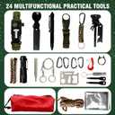 Lihome Survival Kit Advent Calendar 2025  24-in-1 Emergency Survival Kit with Tools, Flashlight, Paracord, Carabiners, First Aid Gear for Men, Outdoor, Camping, Hiking, Hunting