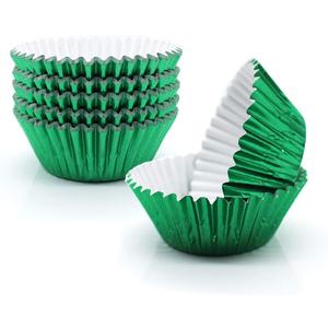 Cupcake Liners Green,GOLF Standard Size Green Foil Cupcake Liners Wrappers Metallic Baking Cups,Muffin Paper Cases, 100 Pack