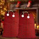 letesult 2PCS 35''x55'' Jumbo Santa Sacks Drawstring Christmas Bags, Buffalo Plaid Extra Large Christmas Gift Bags, Xmas Heavy Santa Present Storage Bag for Holiday Gift Presents Party Supplies