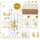 Fumete 24 Pcs Baby Shower Favors for Guest Lip Balm Bulk with Thank You Card, Cedar Scent Lip Balm for Party Decorations Gender Reveal Games Prizes