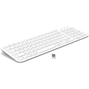 cimetech Bluetooth Keyboard, Rechargeable Dual-Mode (Bluetooth 5.1 + USB) Ergonomic Computer Keyboard, Ultra-Slim Multi-Device Keyboard for Mac, iPad, Computer, PC, Apple, Android, Windows - White