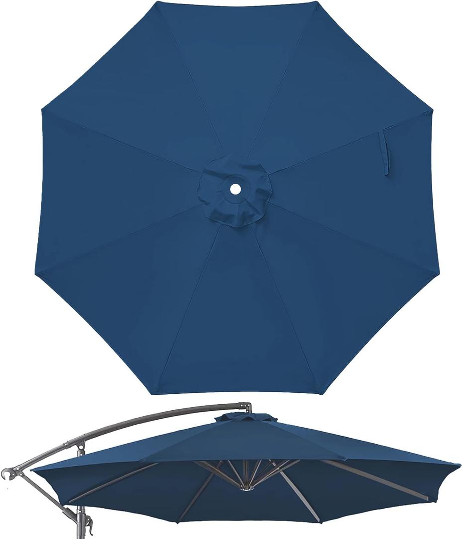 10ft Patio Umbrella Replacement Canopy for 8 ribs, Fits Hanging Offset Cantilever Market Outdoor Patio Shades, Canopy Only (Navy Blue)