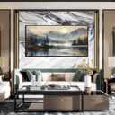 Landscape Wall Art for Living Room - Mountain Art Wall Decor for Office - Large Picture Frames for Wall Size 29" x 59"