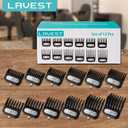 Clipper Guards Set Compatible with Most Wahl Clippers, -1/16" to 1", 12 Piece Set, Black Color, New Version