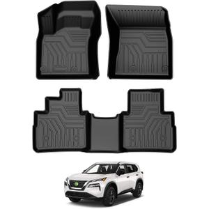T TGBROS Floor Mats for Nissan Rogue 2021-2026 All Weather Protection TPE 2 Rows Floor Liners Custom Fit for Nissan Rogue Accessories Car Mats Non-Slip Black (Not for Sport)