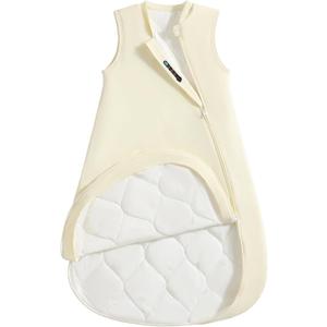 1.0 Tog 2.5 Tog Baby Sleep Sack, 100% Cotton Baby Sleeping Bag 3-24M, 2-Way Zipper Baby Wearable Blanket (Light Yellow)