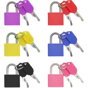 Bonsicoky 6 Pack Suitcase Locks with Keys - Multicolor Metal Luggage Padlocks - Mini Keyed Padlocks for Suitcase, Backpack, Boxes, Travel Bags, Locker