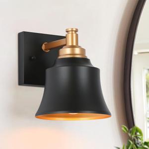 KSANA Wall Sconces, 1-Light Black and Gold Sconces Wall Lighting, Modern Farmhouse Wall Sconce Light Indoor for Bathroom, Bedside, Kitchen, Living Room