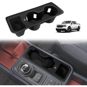 Muslogy Center Console Cup Holder Inserts Compatible with 2022-2026 Ford Maverick Accessories Middle Console Drink Holder Silicone Black Organizer Non-Slip Drink Stopper