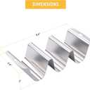 (Set of 4) Taco Holder Rack with Handle, 3 Slot Wave Stainless Steel Taco Stand for Hard & Soft Shell, For Family Party, BBQ & Taco Tuesday