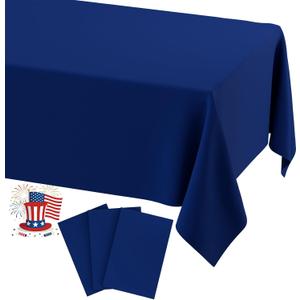 Smiry Disposable Table Cloth 3 Pack, 54 x 132 Inch Waterproof Plastic Tablecloth, Decorative Rectangle Table Covers for Party, Birthday, Picnic, Navy