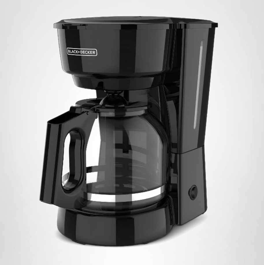 BLACK+DECKER 12-Cup Coffee Maker with Easy On/Off Switch, Easy Pour, Non-Drip Carafe with Removable Filter Basket, Vortex Technology, Black