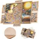 Nattork 1500 Piece Wooden Jigsaw Puzzle Board - 6 Drawers, Rotating Puzzle Table, Jigsaw Puzzle Table with Cover - Portable Puzzle Tables for Adults and Kids