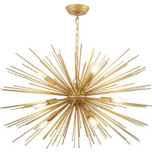 24" Gold Sputnik Chandelier Modern 9-Lights Mid Century Starburst Chandeliers Light Fixture Golden Firework Satellite Chandelier for Dining Room, Kitchen,Bedroom,Living Room,Entryway, E12