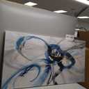 yiijeah Modern Large Abstract Wall Art - Bright and Bold Line Design - Blue and White Canvas Picture Artwork Wall art for living room and office Oversized Abstract wall Decor (58"L x 29"W)