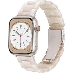 Band Replacement for Apple Watch 49mm 46mm 45mm 44mm 42mm 41mm 40mm 38mm Women Men Fashion Resin Wirstband Bracelet Strap for iWatch Ultra 3/2/1 Series 11 10 9 8 7 6 SE 5 4 3 2 1 (Starlight-Colorful ivory white)