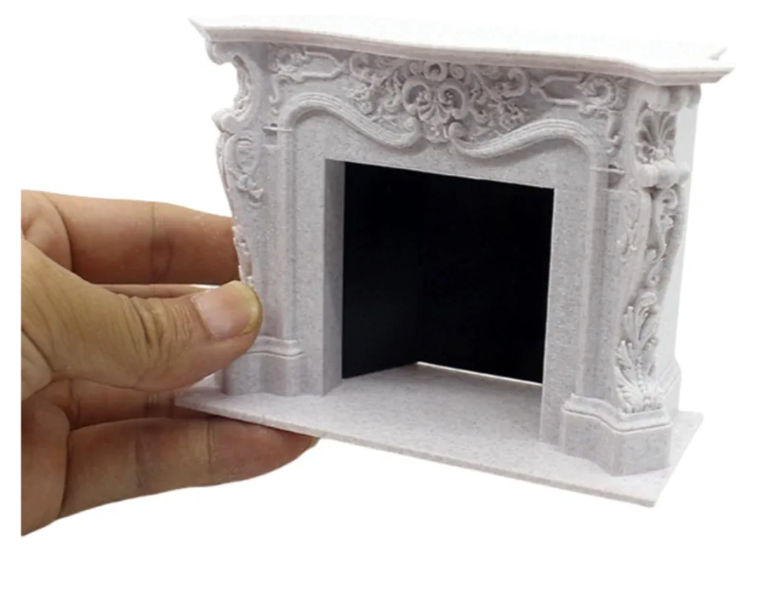 12 Miniature Dollhouse Fireplace, Victorian Style, White Decorative Mantel Decoration Ornament
