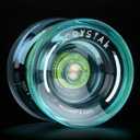 MAGICYOYO K2 Crystal Professional Finger Spin Yoyo, Responsive Yoyo for Kids 8-12 & Beginners, Durable PC Plastic Yo-yo, Includes 12 Yo yo Strings, Glove & Bag (Crystal Green)