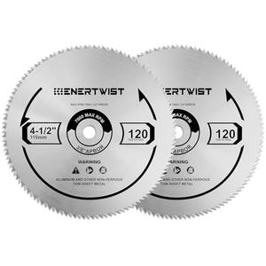 ENERTWIST 4-1/2 Inch 120T Circular Saw Blade 3/8 Inch (9.5mm) Arbor, Pack of 2-Pieces for Plywood, OSB, Paneling and Vinyl Siding Fast and Smooth Cutting Saw Blade