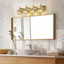 Gold Bathroom Light Fixtures, 4-Lights Crystal Bathroom Vanity Light Over Mirror Modern Gold Crystal Wall Light
