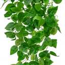 BLEUM CADE 1Pcs Fake Hanging Plants, 9 Branch Artificial Hanging Plant, Lush Faux Pothos Vines for Home Room Wall Shelf Porch Outdoor Indoor Decor (No Baskets)