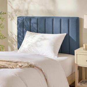Hearth & Harbor Upholstered Twin Headboard - Easy Assemble Channel Stitched Headboard Twin Size - Wall Mounted Headboards with 3D Soundproof Wall Panels Peel & Stick Floating Headboards, Slate Blue