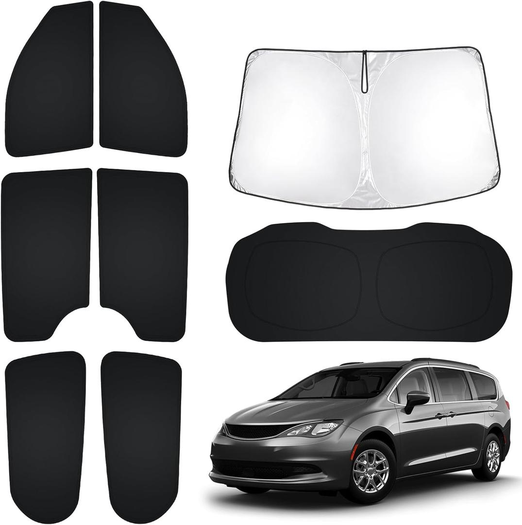 T TGBROS Windshield Sun Shade for Chrysler Pacifica 2017-2025 Car Window Shades Thicken UV Block and Blackout Privacy Foldable Sunshades 8PCS Accessories Keep Cool Sun Visor Covers