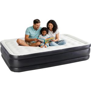 Simple Deluxe Twin & Queen Size 16 Inch/ 18 Inch/ 22 Inch Camping Air Mattress, Built-in Fast Inflation Pump, Leak-Free & Foldable Design, Portable Inflatable Airbed with Carry Bag for Home & Travel (Classic Black)