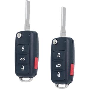 Key Fob Replacement Fits for 2012-2016 Volkswagen Jetta Passat Tiguan Beetle CC Eos Golf GTI Touarge VW Flip Key Remote Control Keyless Entry NBG010180T 5K0837202AK 4 Button (Set of 2)