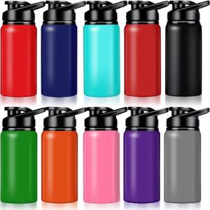 10 Pcs Aluminum Water Bottles Bulk, Multicolor Outdoor Sports Water Bottles, 17 oz Reusable Aluminum Bottles, Lightweight Sports Bottle with Snap Lids for Hiking Gym Travel Fishing Cycling