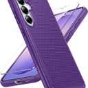 FNTCASE for Samsung Galaxy S26 Case: Military Grade Drop Protection, 14ft Drop Protective, Screen Protector Included, Anti-Slip Tempered TPU+PC Dual Layer Shockproof Phone Case Cover (Purple)