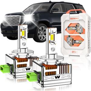 D3S HID Bulbs Fit for GMC 2015-2020 Yukon XL Yukon Denali 2013-2017 Acadia 30000LM 6000K White, Dual-sided 30 Chips, Xenon HID Light Replacement, 800% Brightness, Plug and Play, Pack of 2