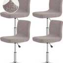 FUANGUI Bar Stool Covers with Backs, 4 Pack Stretch Bar Stool Chair Covers, Knitted Jacquard Bar Stool Covers,Washable Bar Chair Covers Swivel Barstool Slipcovers (Knitted Khaki 01)