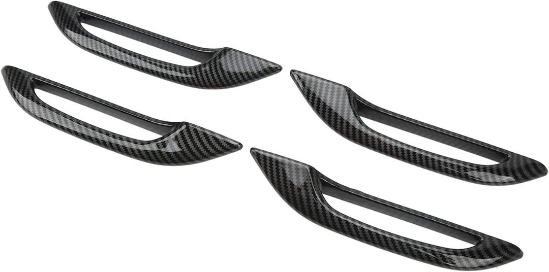 Qiilu Door Handle Cover Carbon Fiber Abs 4Pcs Car Anti Freezing Replacement for Y