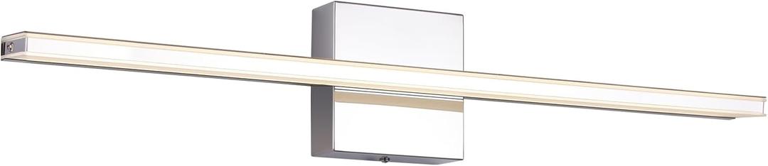 Chrome Bathroom Light Fixtures 24 Inch Bath Wall Lighting IP44 14W Vanity Lamp Bar Modern LED Lights for Vanity Rectangle Bathroom Lamps Over Mirror Acrylic Restroom Sink Light (23.6 Inch)