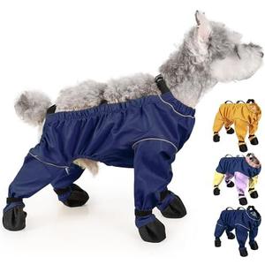 Dog Booties Rain Boots with Suspenders, Dog Shoes Paw Protector Anti Dirt Pants with Boots for Small Medium Puppy, Dogs Belly Protector Rain Snow Pants Suspender Boots Leggings(XS,Blue_)