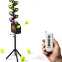 Bonvoisin Tennis Pickleball Machines Ball Thrower with Remote Control, 4 Launch & 3 Swing Adjustable, Portable Pickleball Launcher for Indoors & Outdoors Practice Training, With Bracket