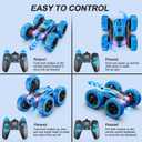 QUNREDA Remote Control Car, RC Cars Toys for Kids Ages 6-12, 4WD Stunt Car with LED Lights & 360 Flips, 2.4GHz, Upgraded USB-C Modular Batteries, 8-10 Year Old Boys Birthday Gift 1-Blue